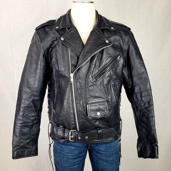 Milwaukee Leather Black Motorcycle Jacket Thick Heavy Moto Rock Men's Sz XL - Picture 1 of 11